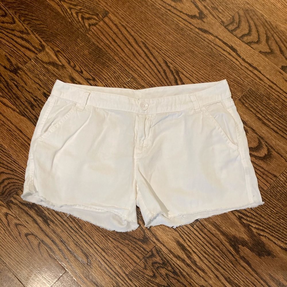 Splendid White Cotton Casual Frayed Hem Shorts
